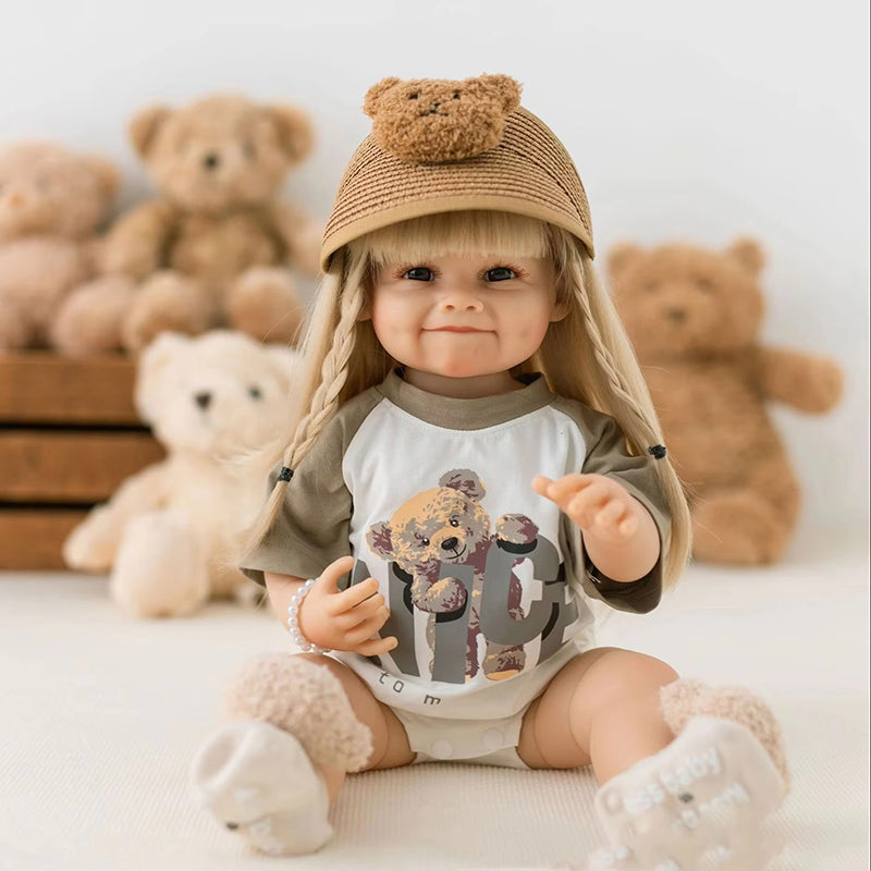 22 pollici Sorriso Bambola Reborn Bambina Con Lunghi Capelli Biondi - Raya