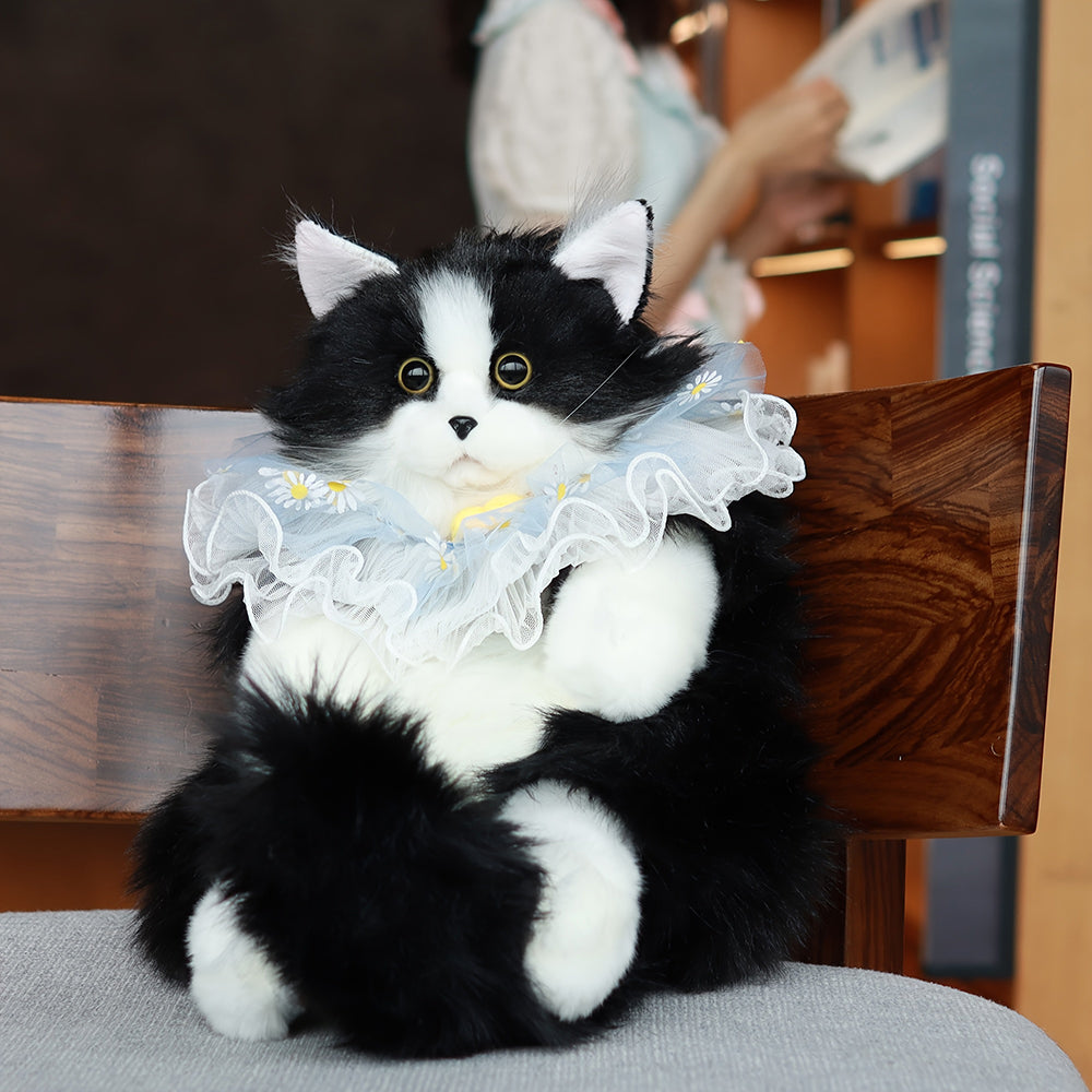Adorabile zaino di peluche realistico fatto a mano con gattino