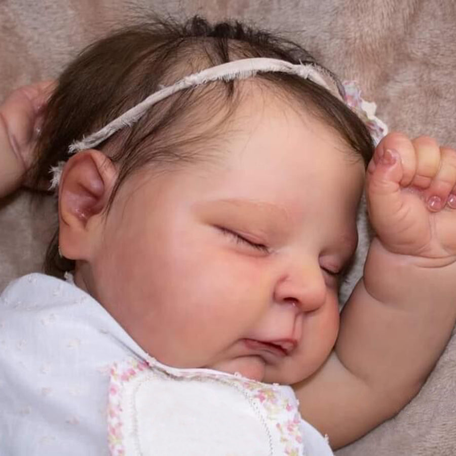 Bambole Reborn Ragazza da 20 pollici con occhi chiusi- Peaches