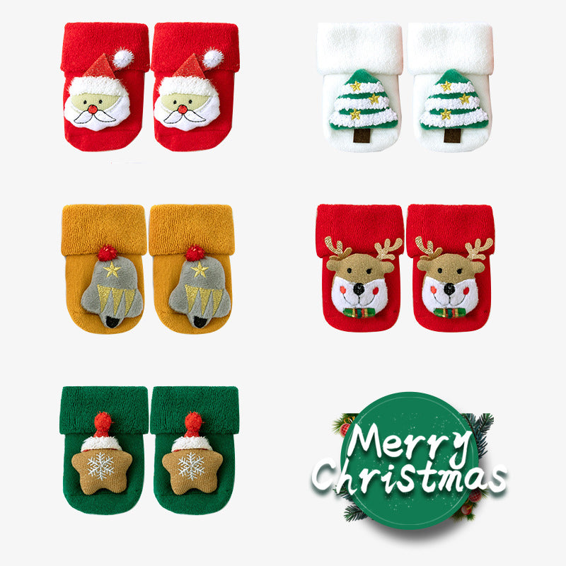 Autumn and winter cotton fleece Christmas socks