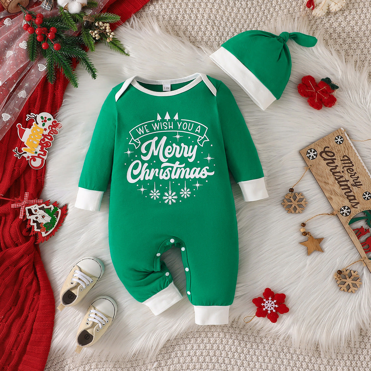 Christmas Romper and Hat 2pcs Set for 22-24 inch Reborn Dolls