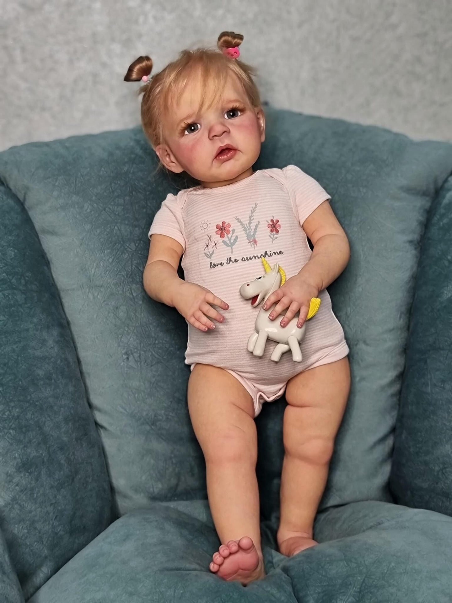 24 inch reborn dolls with open eyes and blonde hair-Sandie