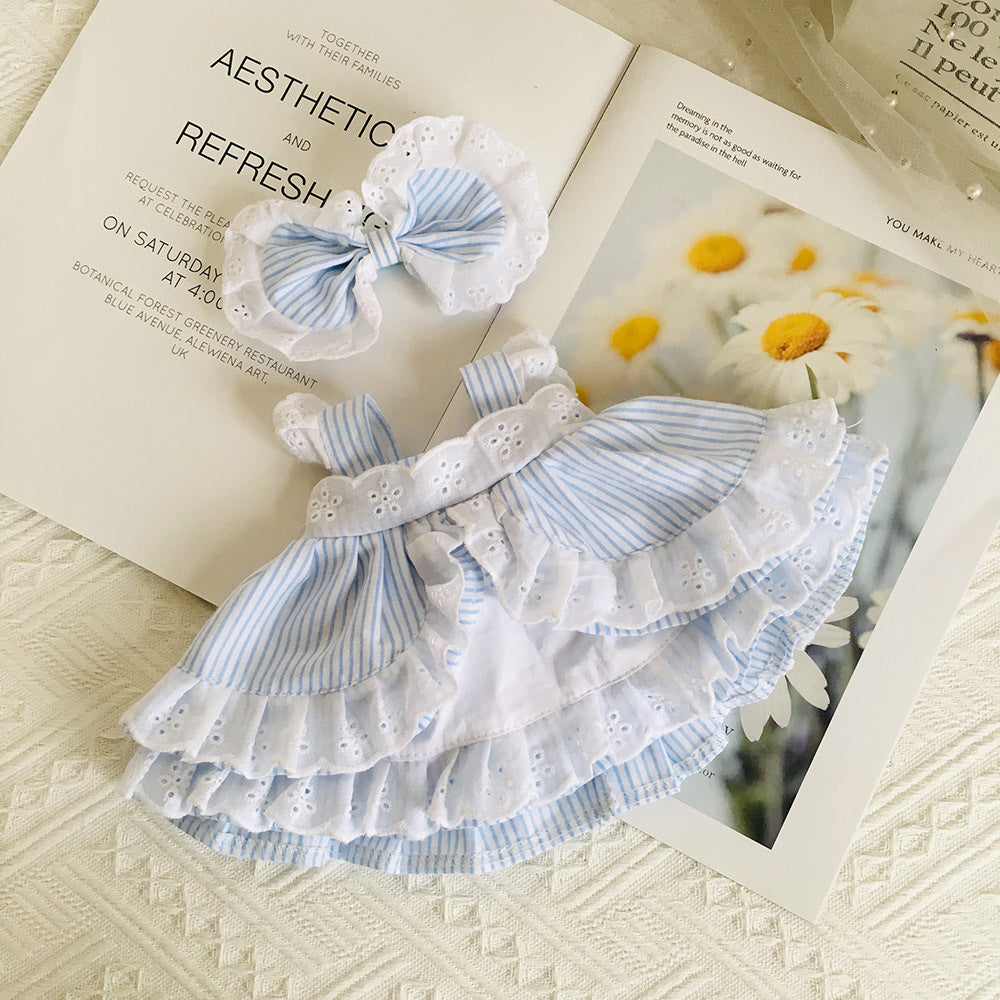Set da 2 pezzi per bambole da 30 cm: grazioso vestitino in pizzo a fiori e fermaglio per capelli