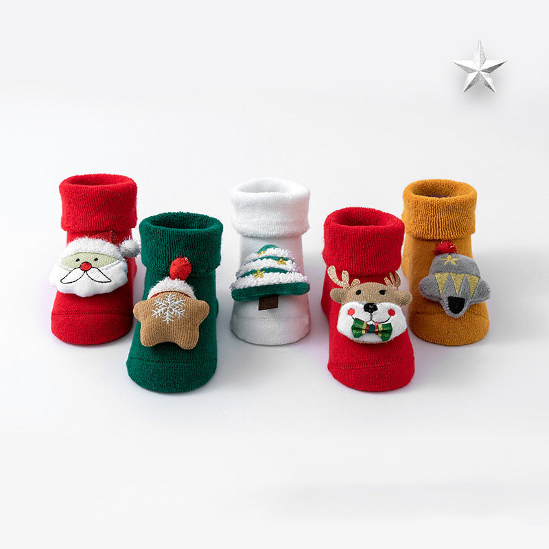 Autumn and winter cotton fleece Christmas socks