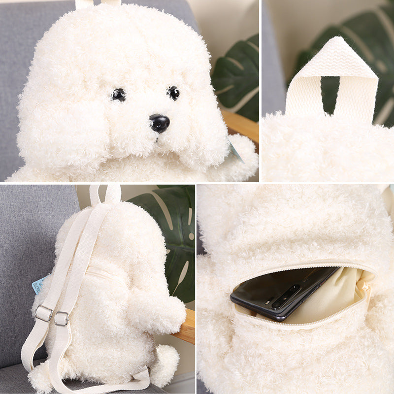 Zaino di peluche di simulazione a forma di cane