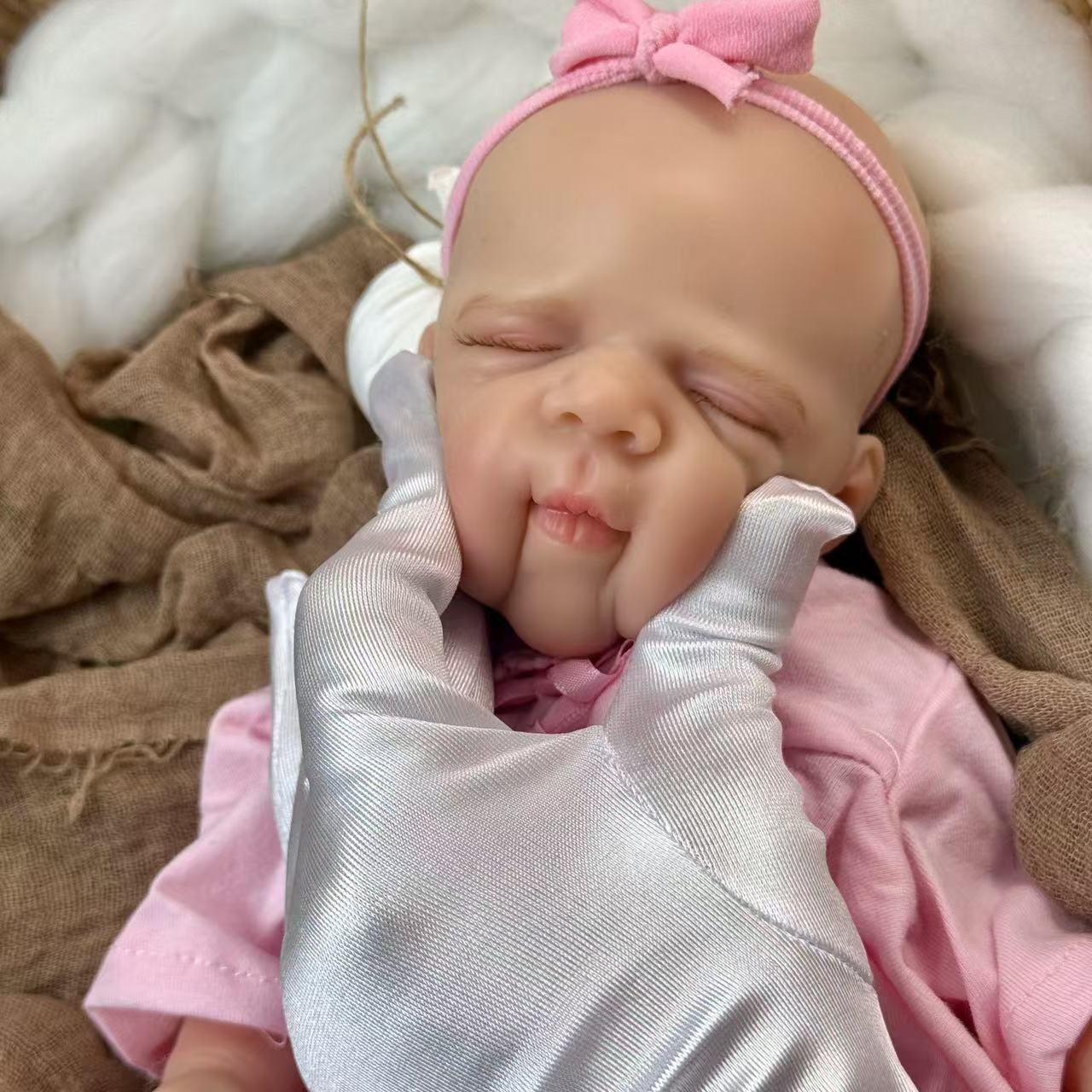 30cm Full Silicone Openable Mouth Pascale Reborn Doll Girl In Pink Clothes