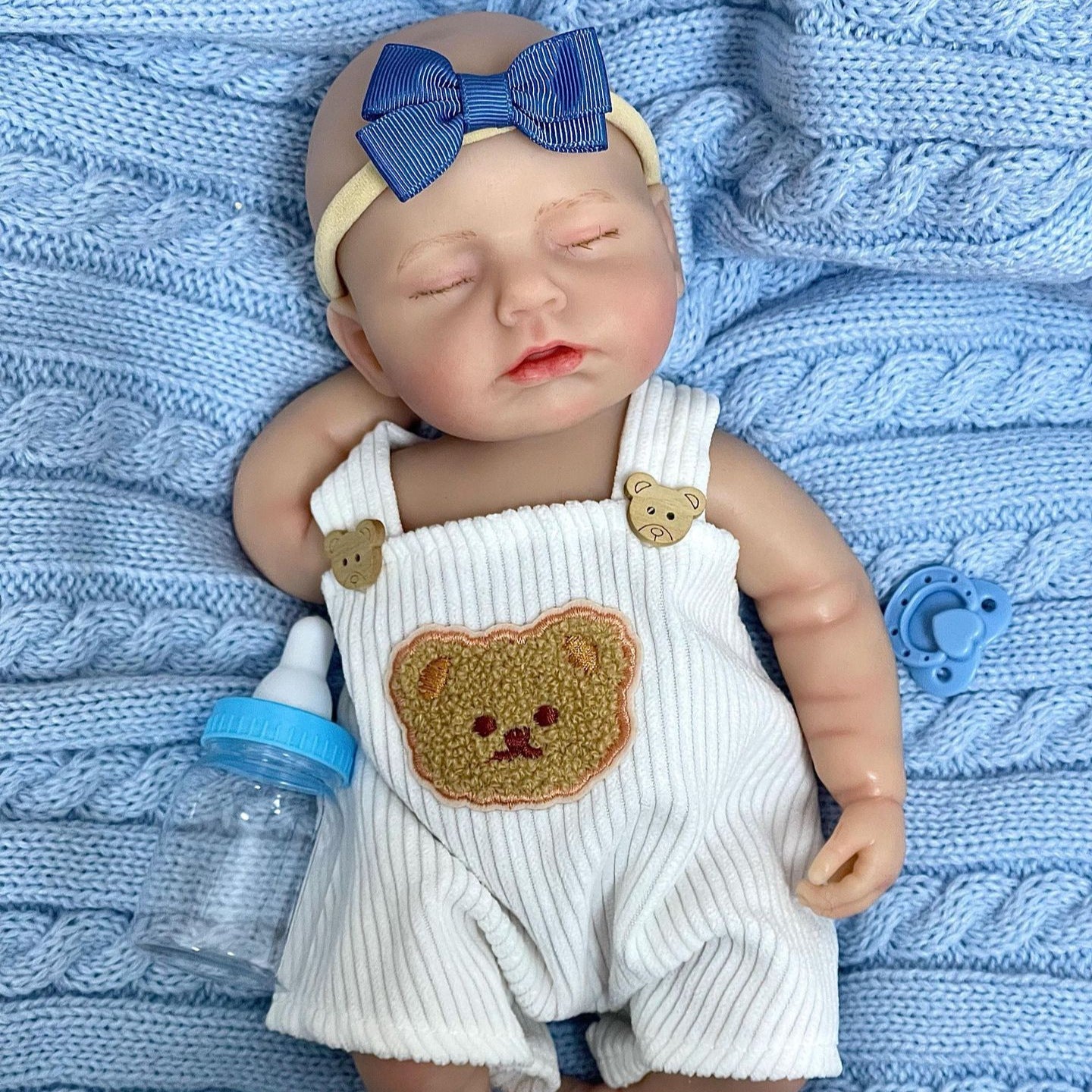 Bambola Reborn in Silicone con Occhi Chiusi Realistica da 30 cm Ragazza - Loulou