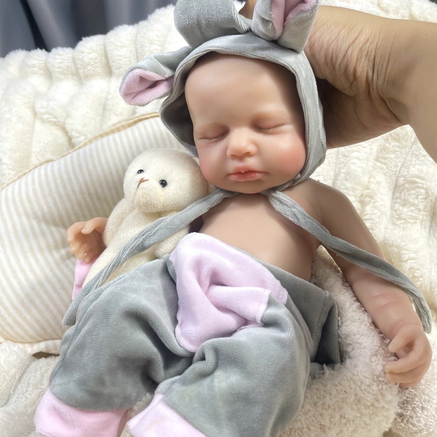 30cm Full Silicone Asleep Loulou Reborn Doll In Elephant Clothes
