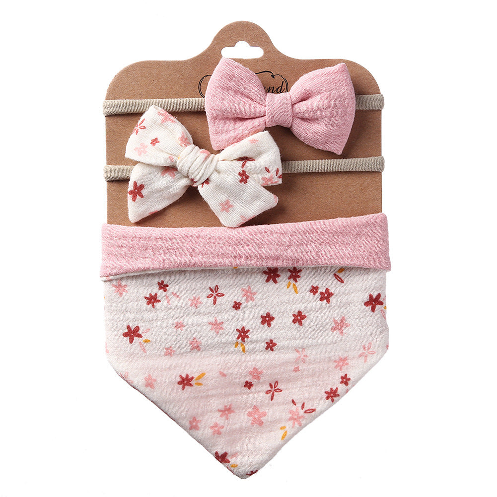 Printed Reversible Bandana Bib & Headband 3-Piece Set
