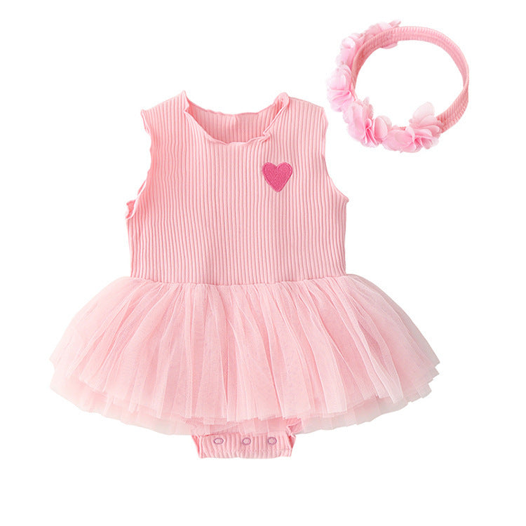 Cute Jumpsuit Dress and Headband 2pcs Set for 22-24 inch Dolls