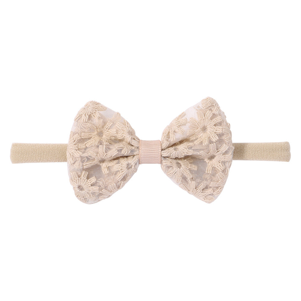nylon Embroidered hair band with bow