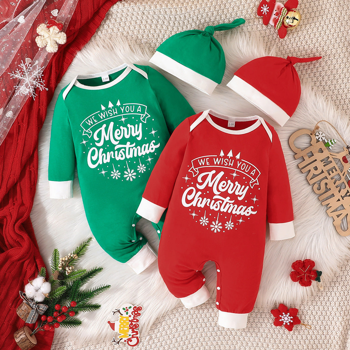 Christmas Romper and Hat 2pcs Set for 22-24 inch Reborn Dolls
