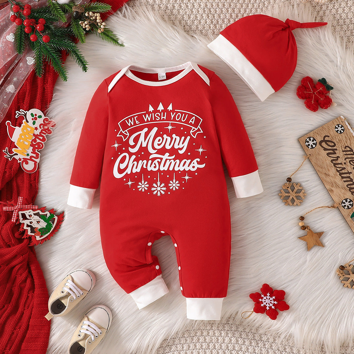 Christmas Romper and Hat 2pcs Set for 22-24 inch Reborn Dolls