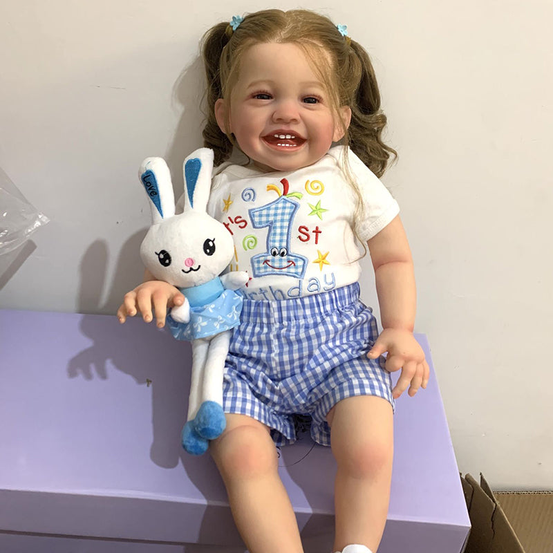 Sibilla 60 cm smile reborn doll with Cloth Body-Mila: