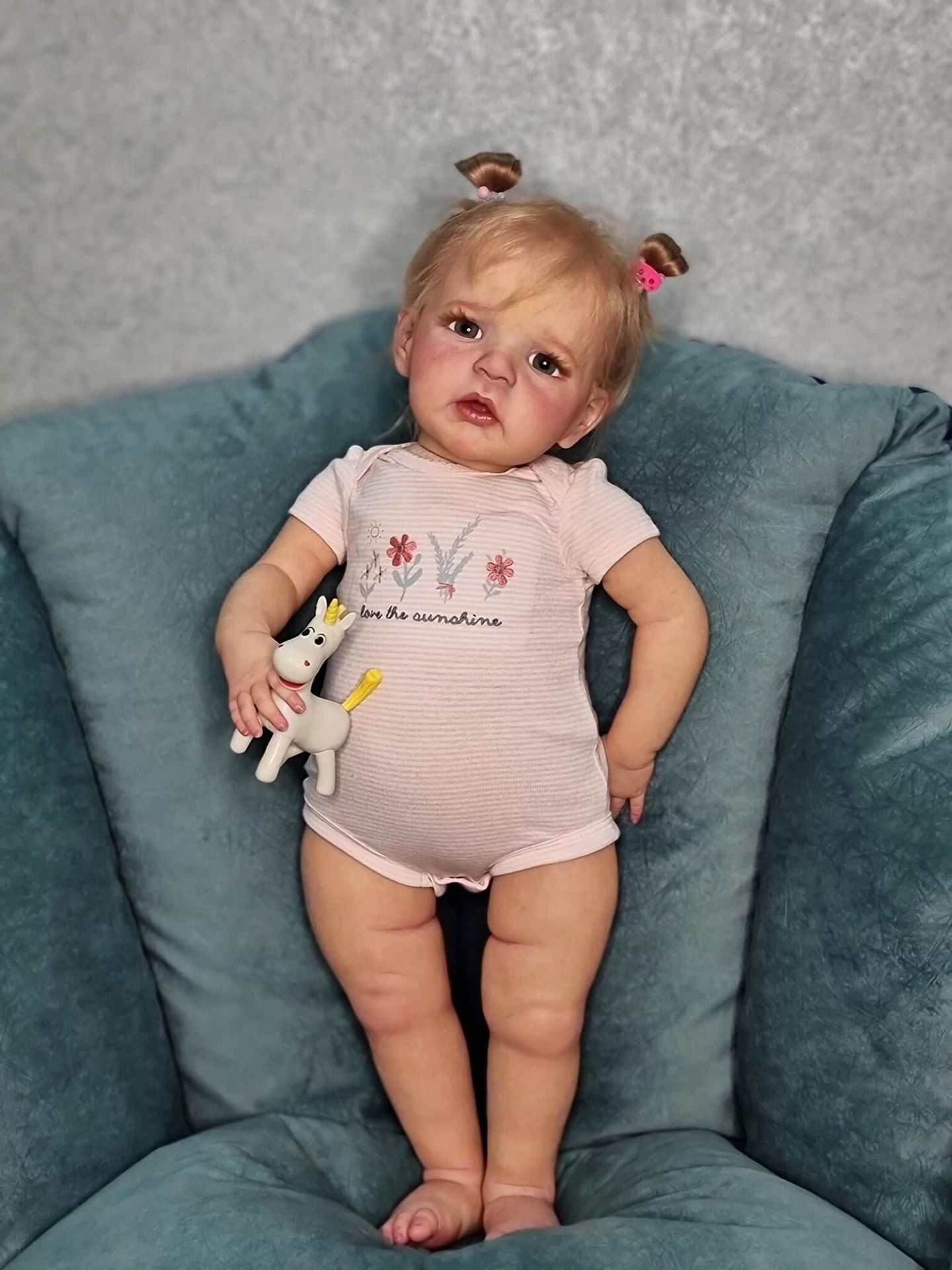 24 inch reborn dolls with open eyes and blonde hair-Sandie