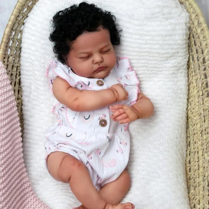 Real 20 inch African American Reborn Baby Dolls with Closed Eyes