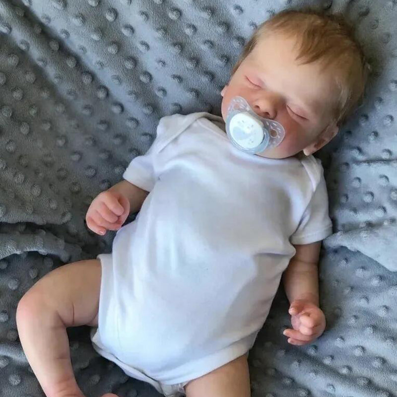 Bambole Reborn da 19 pollici con occhi chiusi e capelli biondi-Sam