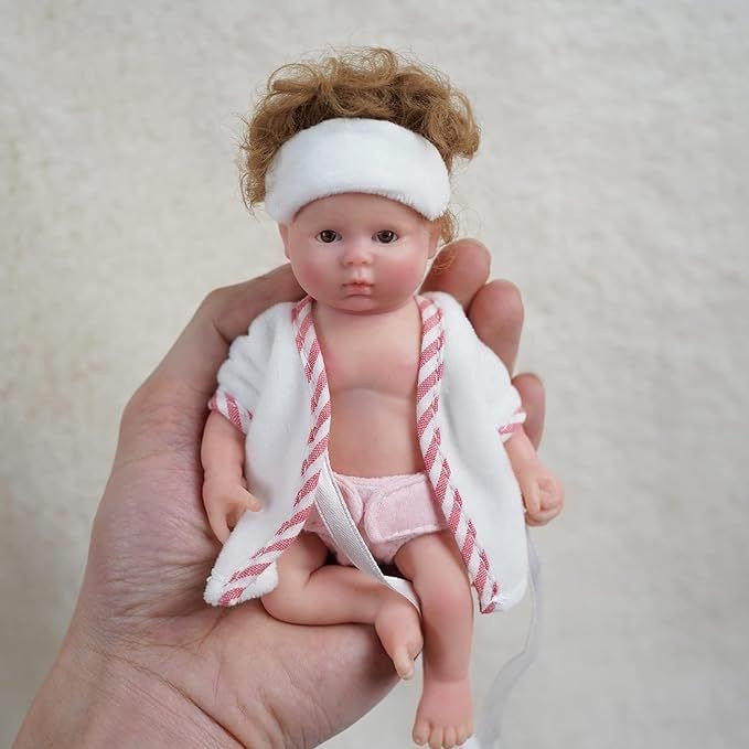 Bambole Set, Mini Bambole Reborn Lavabili Mini Bambole Rinate in morbido vinile Bambino Bambola Fatto a Mano Morbido Bambola Bambole con Vestiti