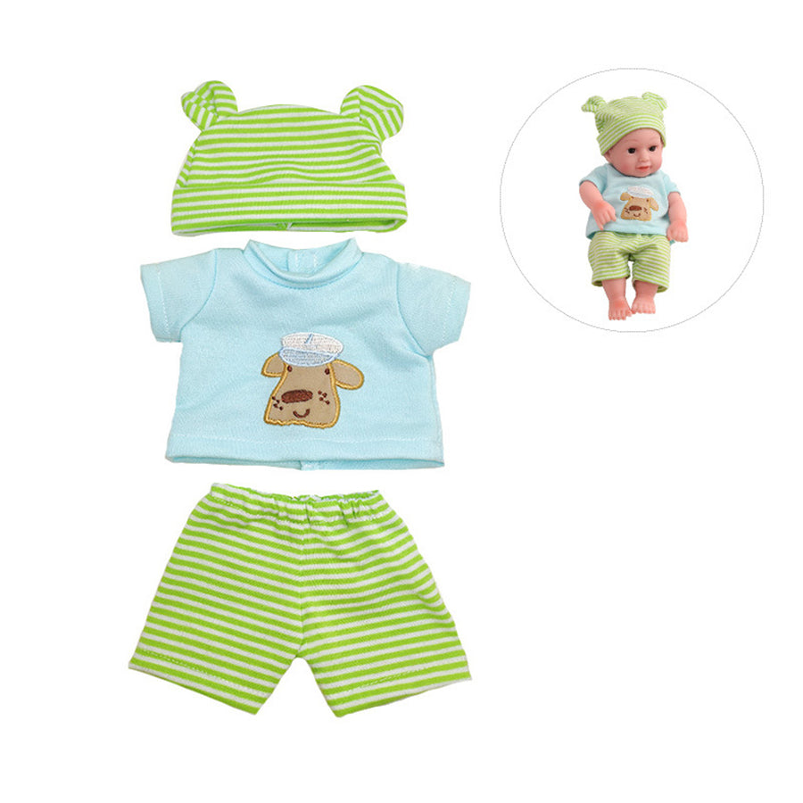 Green Striped Clothes with Hat for 12inch/30cm Reborn Baby Dolls