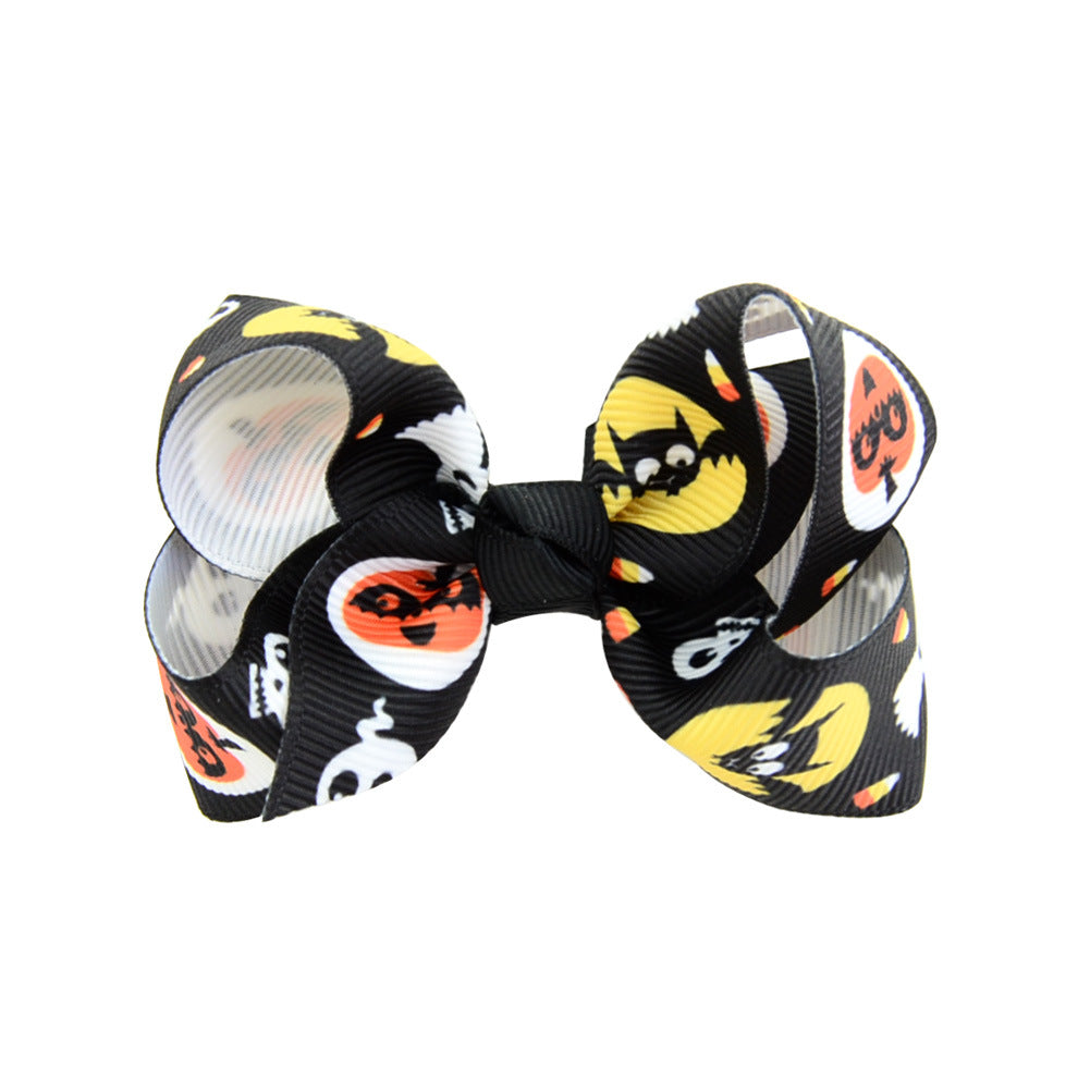 Halloween cartoon printed bow hairpin