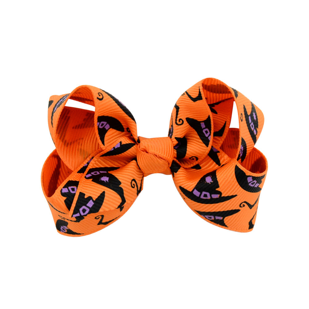 Halloween cartoon printed bow hairpin