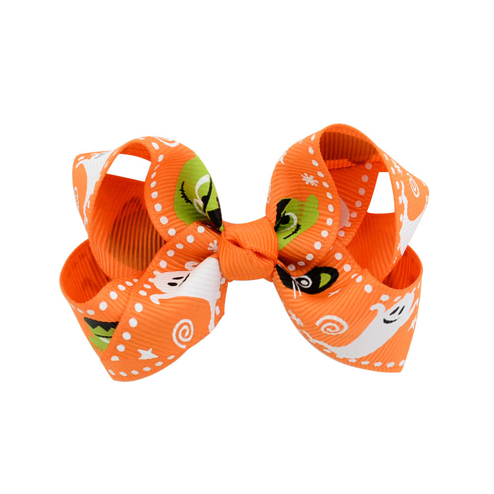 Halloween cartoon printed bow hairpin