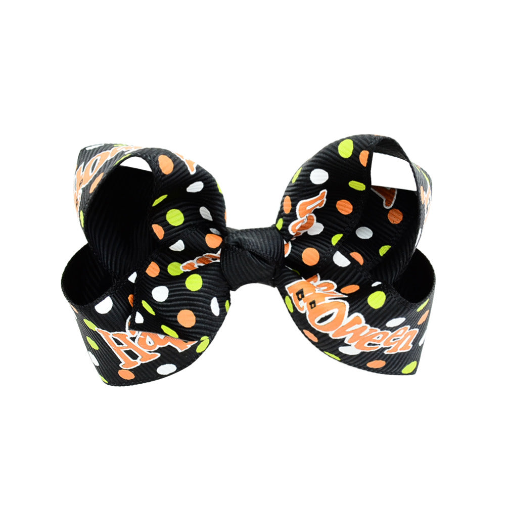 Halloween cartoon printed bow hairpin