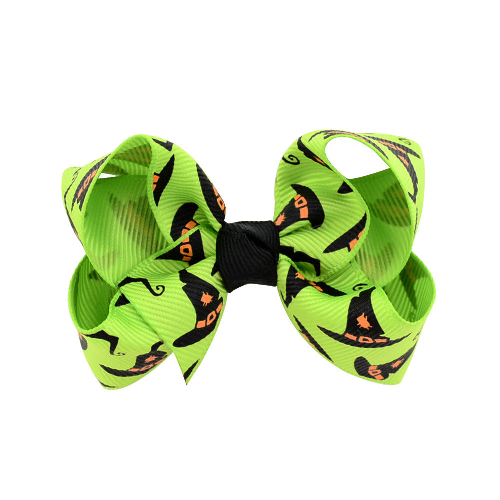 Halloween cartoon printed bow hairpin