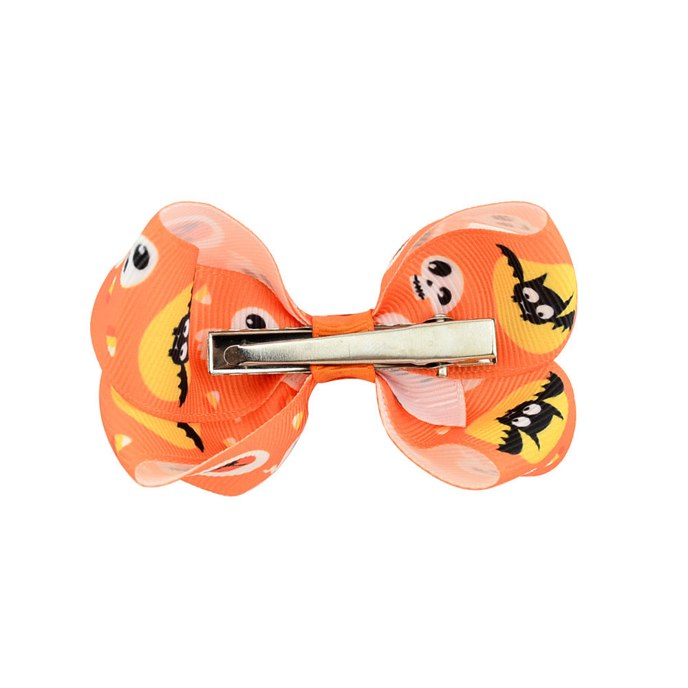 Halloween cartoon printed bow hairpin