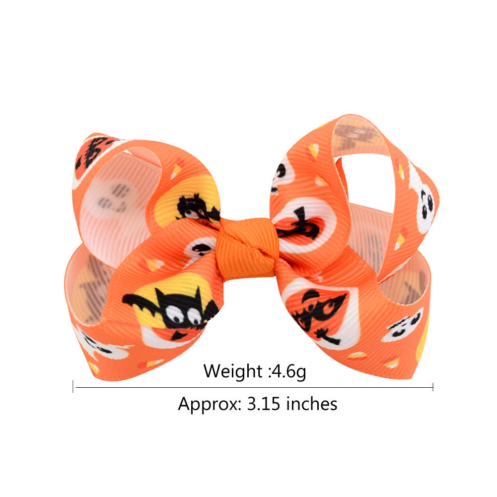 Halloween cartoon printed bow hairpin