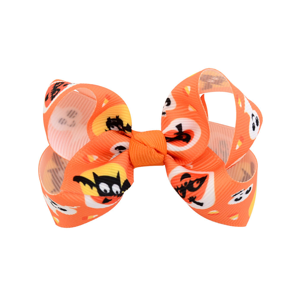 Halloween cartoon printed bow hairpin