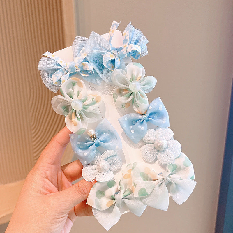 Cute bow and flower hair accessories set of 10 pieces