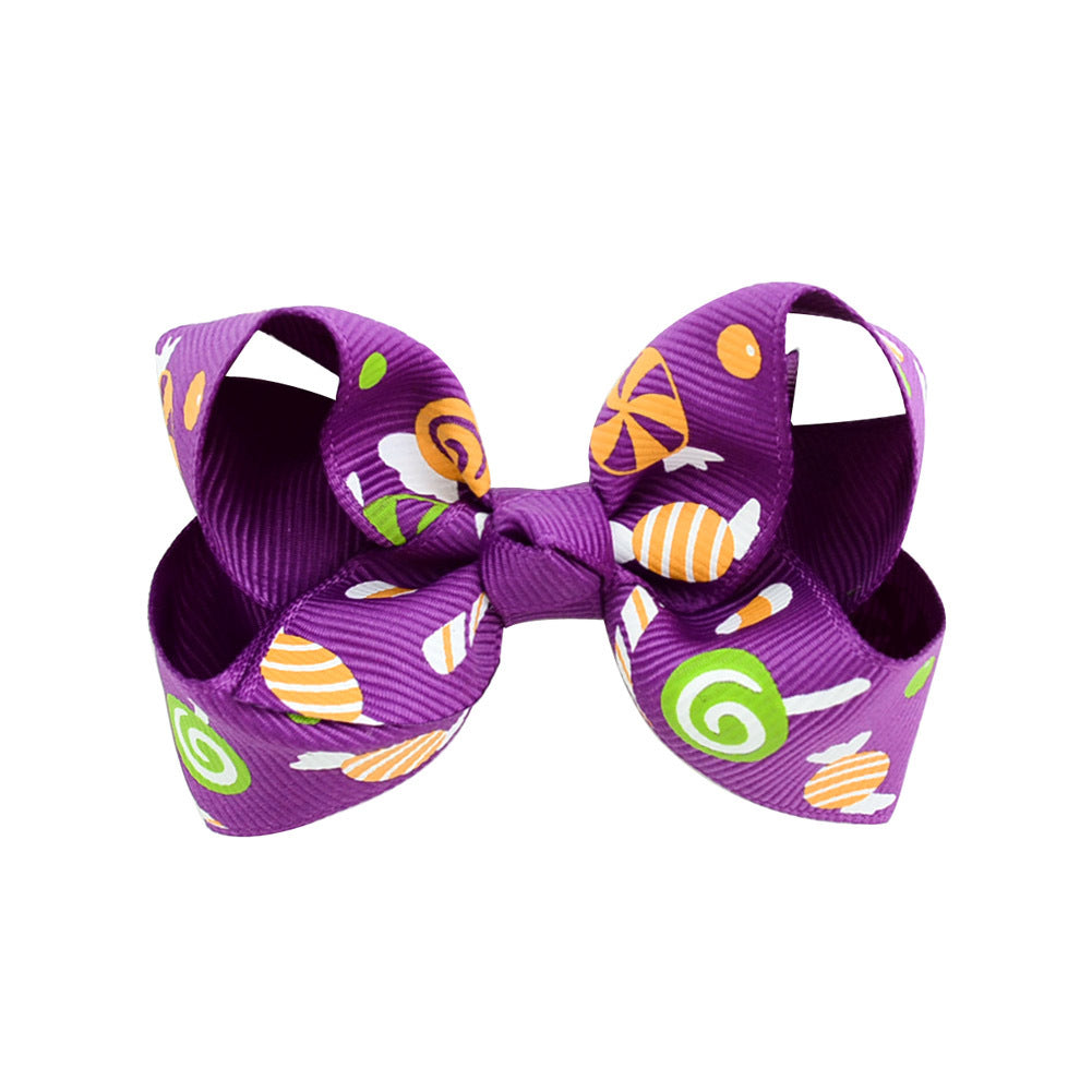 Halloween cartoon printed bow hairpin