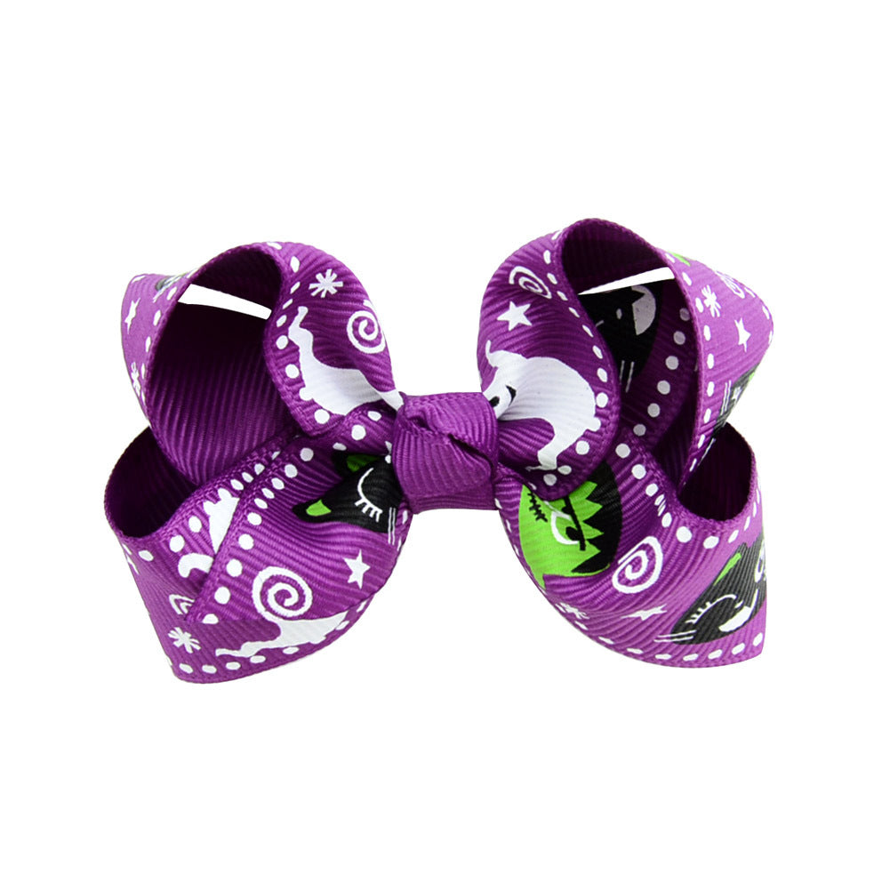 Halloween cartoon printed bow hairpin