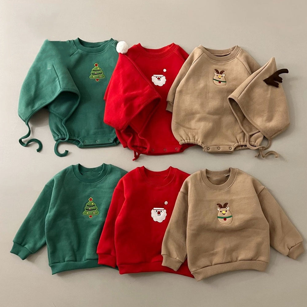 Fleece lined fall and winter Christmas onesies for 27-28 inch dolls