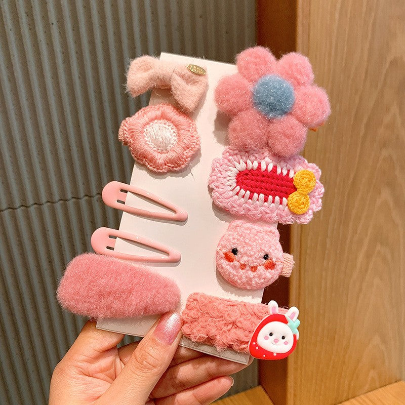 Set di 9 pezzi per forcina BB Cartoon per bambini a maglia carina