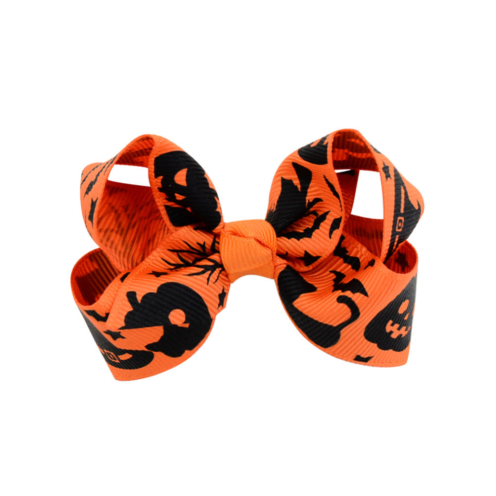 Halloween cartoon printed bow hairpin