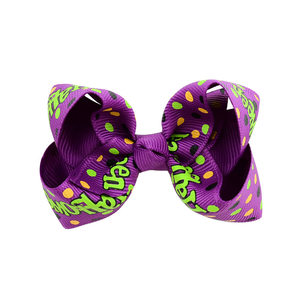 Halloween cartoon printed bow hairpin