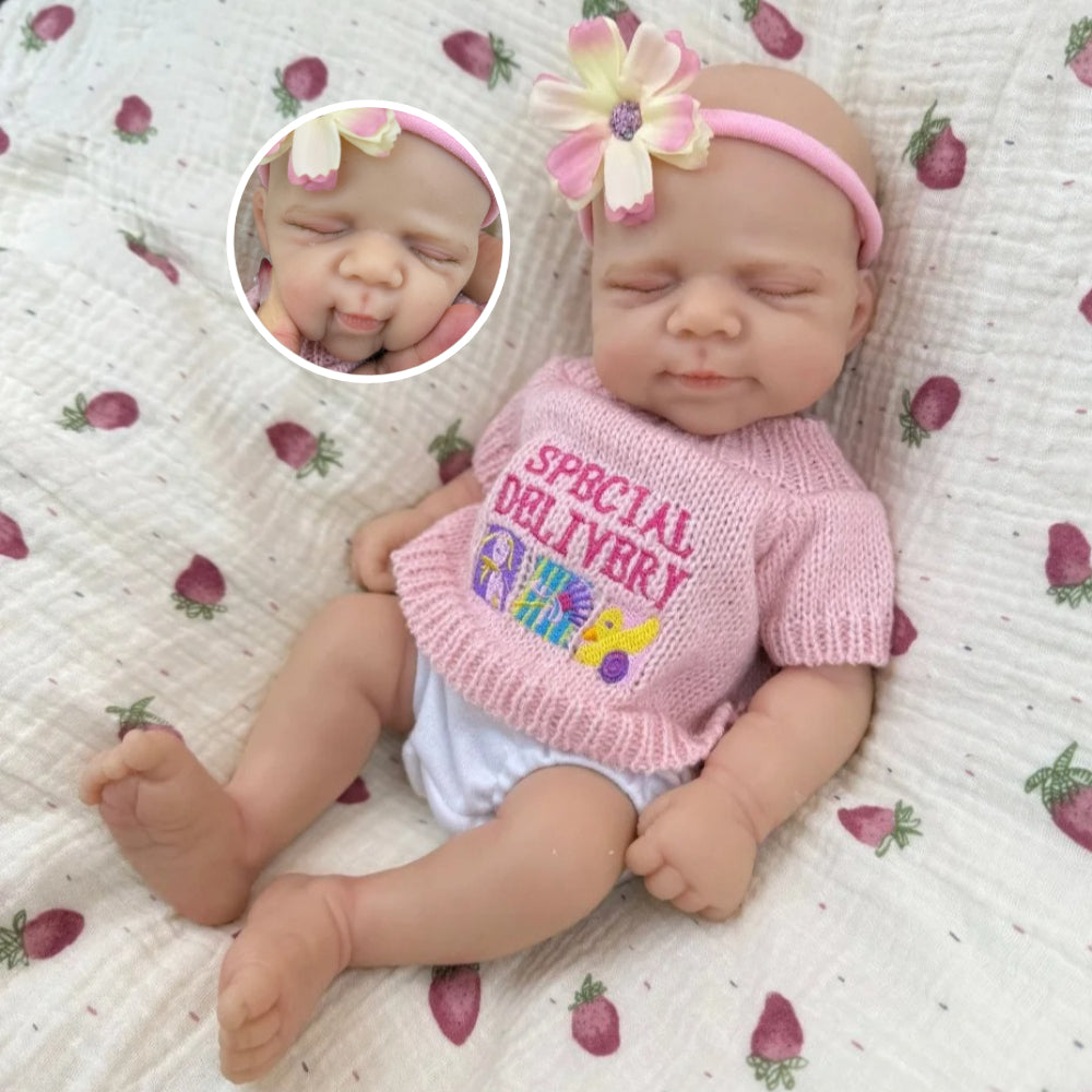 30cm Full Silicone Pascale Reborn Doll Girl in Pink Sweater