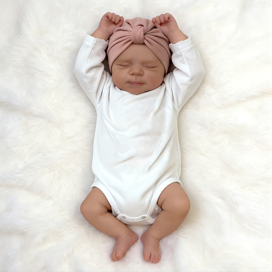 Bambola reborn neonatale realistica con occhi chiusi e pittura 3D da 19 pollici - Pascale