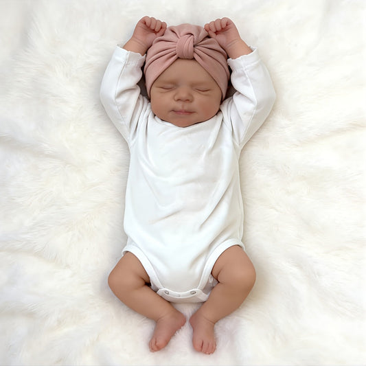 Bambola reborn neonatale realistica con occhi chiusi e pittura 3D da 19 pollici - Pascale
