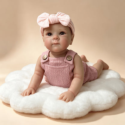 18 Inches Blue Eyes Bettie Reborn Baby Girl In Pink Overalls