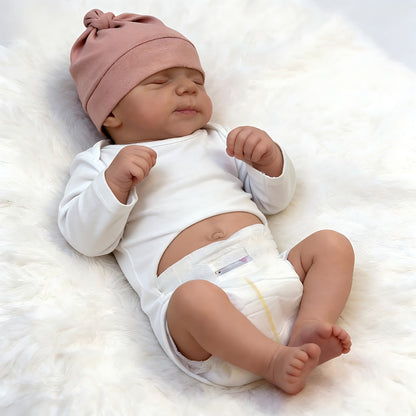 Bambola reborn neonatale realistica con occhi chiusi e pittura 3D da 19 pollici - Pascale
