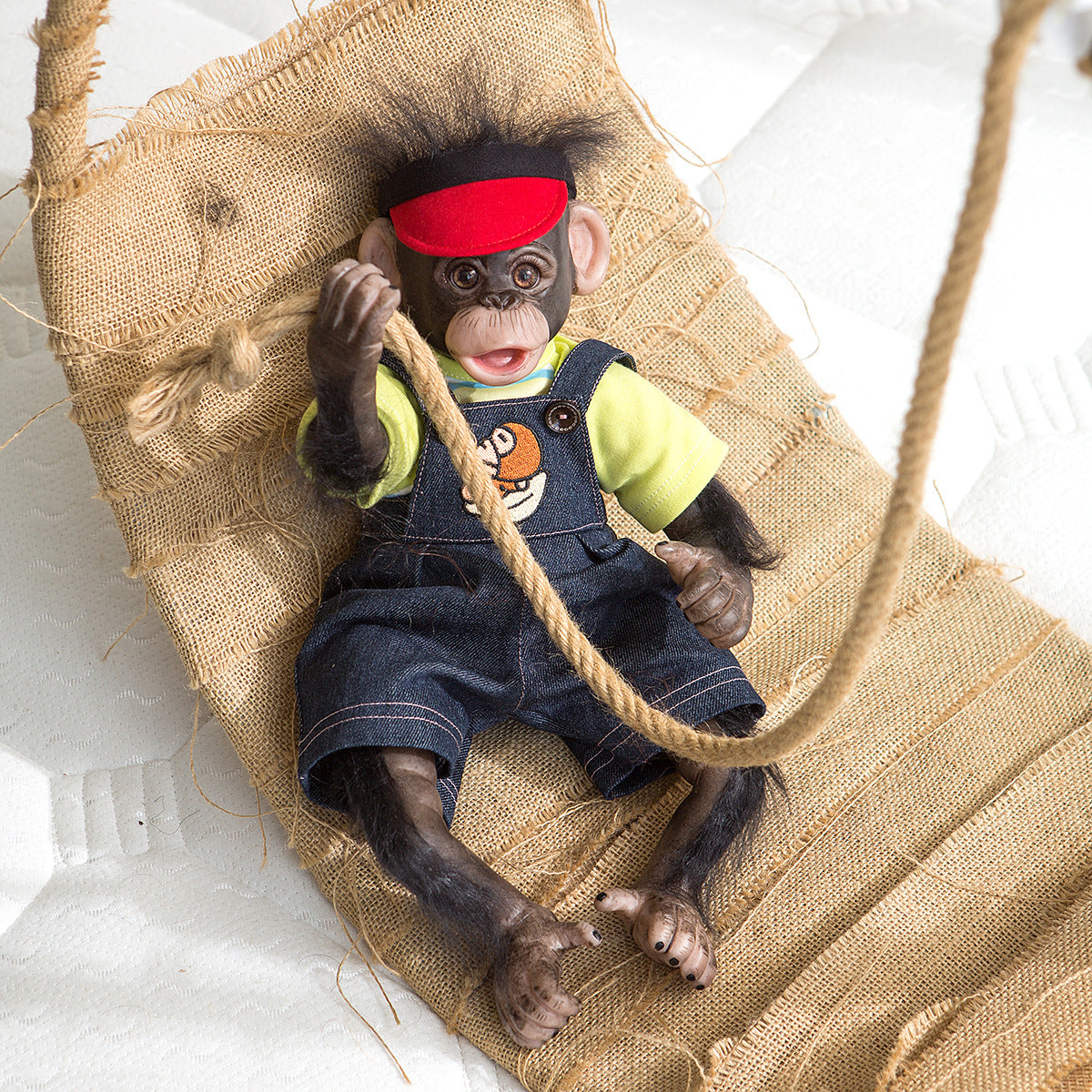 Reborn monkey with 18-inch cloth body and open eyes
