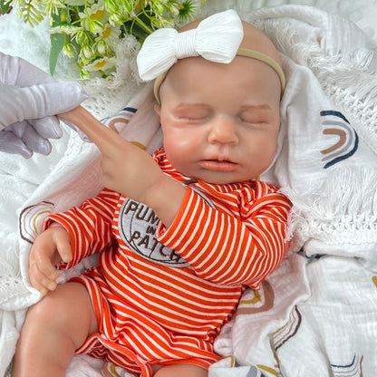 45cm Full Silicone Stretchable Loulou Reborn Girl in Yellow Stripe Romper