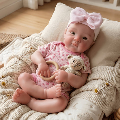 18 Inches Lifelike Silicone Openable Mouth Bettie Reborn Doll Girl in Floral Bodysuit