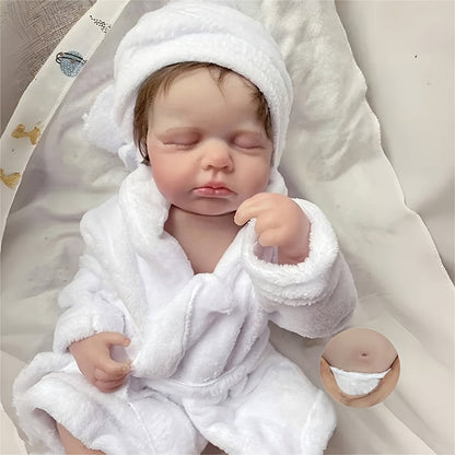 20 Inches Short Hair Sleeping Reborn Doll in Bathrobe-Loulou
