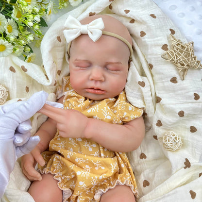 45cm Full Silicone Stretchable Loulou Reborn Girl in Yellow Floral Romper