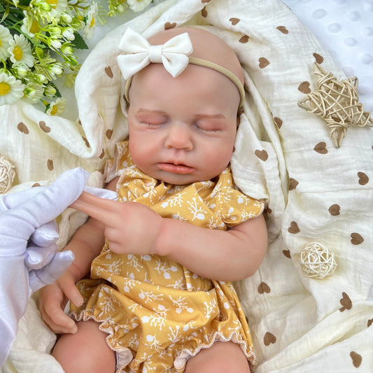 45cm Full Silicone Stretchable Loulou Reborn Girl in Yellow Floral Romper