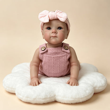 18 Inches Blue Eyes Bettie Reborn Baby Girl In Pink Overalls